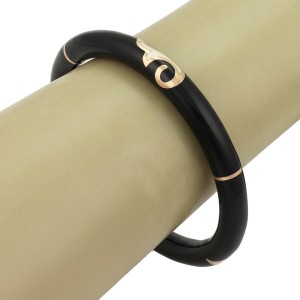 La Nouvelle Bague Black Enamel 18k Pink Gold/925 Bangle Bracelet