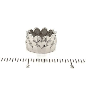 Fred of Paris Une Ile D'or 18k White Gold 12mm Wide 3 Tier Crown Band Ring - 55