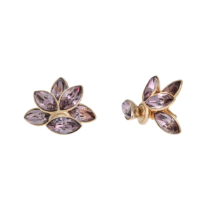 Dior Purple Crystal Gold Tone Flower Petal Mise En Tribal Stud Earrings