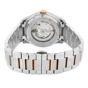 Bulova Wilton Steel Two-Tone Silver Roman Dial Automatic Mens Watch 