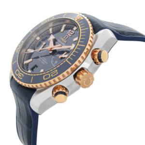 Omega Seamaster Planet Ocean 18k Gold Steel Blue Dial Watch 