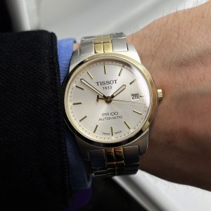 Tissot PR 100 38mm Two Tone Steel Silver Dial Automatic Watch 