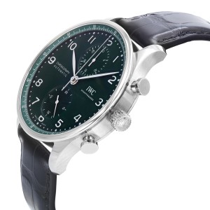 IWC Portugieser 41mm Chronograph Steel Green Dial Automatic Mens Watch