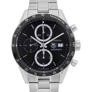 Tag Heuer Carrera Steel Chronograph Black Dial Automatic Men Watch  