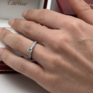 Cartier 0.33Cts Diamond Solitaire Engagement Ring Platinum Size  