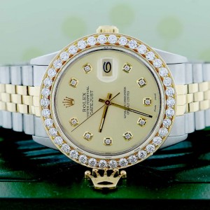 Rolex Datejust 2-Tone 18K Yellow Gold & Stainless Steel 36MM Automatic Jubilee Mens Watch w/Diamond Bezel/Dial