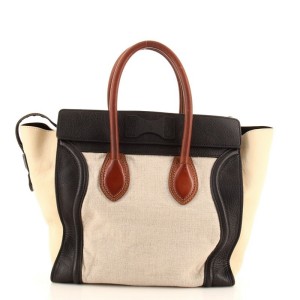 Celine Tricolor Luggage Bag Canvas and Leather Mini