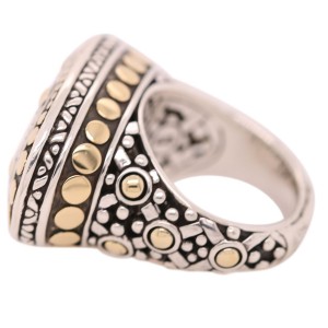 John Hardy Silver and Gold Oval Circles Ring 