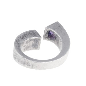 Gucci 925 Sterling Silver Amethyst Nail Bypass Ring Size 7