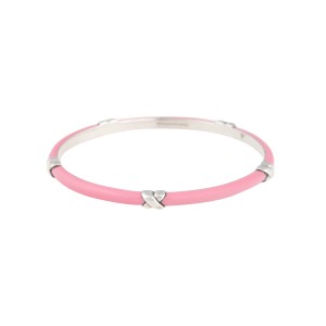 Tiffany & Co. Sterling Silver & Pink Enamel Bangle Bracelet