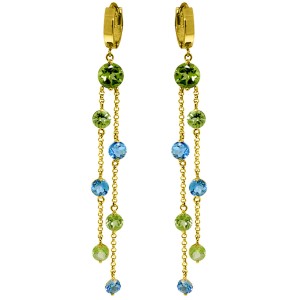 8.99 CTW 14K Solid Gold Chandelier Earrings Peridot Blue Topaz