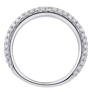18K White Gold Pave Diamond Ladies Wedding Band Ring 0.73cttw Size 6.5