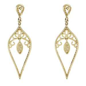 Rachel Koen Yellow Gold Drop Party Dangle Diamond Earrings 0.73cts