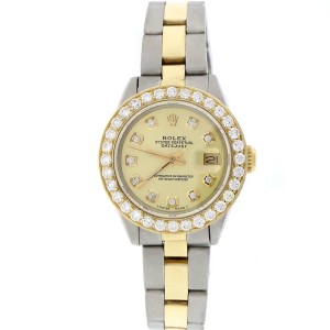 Rolex Datejust Ladies 2-Tone Gold/Steel 26MM Automatic Oyster Watch w/Champagne Diamond Dial & Bezel