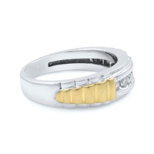Rachel Koen 10k White Gold 0.40 Ct Round Cut Diamond Mens Wedding Band Ring 10