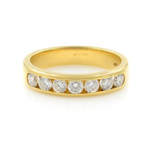Channel Set Solid Gold Round Diamond Wedding Anniversary Band Ring 0.5ct 5.5 18K