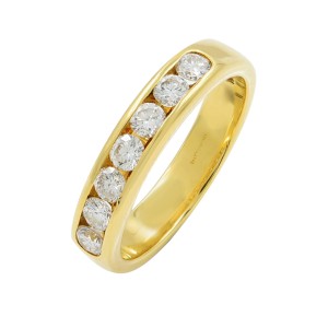 Channel Set Solid Gold Round Diamond Wedding Anniversary Band Ring 0.5ct 5.5 18K