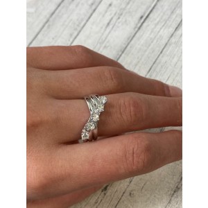 Rachel Koen 18K White Gold Diamond Fashion Ring 0.60cts Size 7