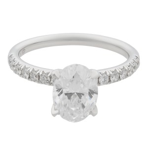 Rachel Koen 18K White Gold Oval Diamond Engagement Ring 1.50Ct Size 6.75