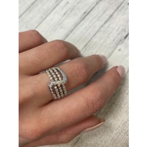Rachel Koen 14K White Gold Diamond Ladies Ring 0.75ct Size 7.5