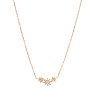14K Rose Gold Pave Diamond 0.09cts Mini Stars 17 Inch Necklace