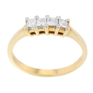 14K Yellow Gold Princess Cut Diamond Anniversary Wedding Eternity Ladies Ring 7