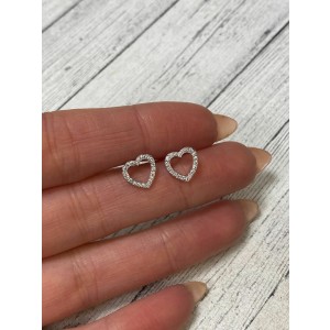 Tiffany & Co Platinum Diamond Open Heart Stud Earrings 0.08cts