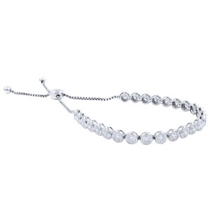 Rachel Koen Bezel Set Diamond 3.55 cttw Bracelet 14K White One Size Fits Most