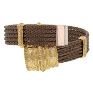 Charriol Celtique Cable 18K Yellow Gold Diamond Ladies Bracelet 0.42 cttw