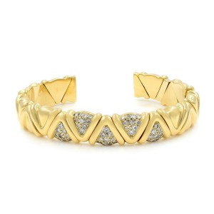 Rachel Koen 18k Yellow Gold Solid Cuff Diamond Bracelet 1.00cts