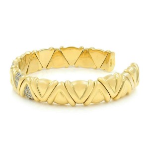 Rachel Koen 18k Yellow Gold Solid Cuff Diamond Bracelet 1.00cts