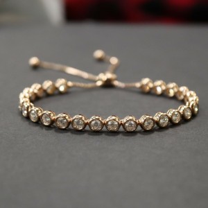 Rachel Koen 14K Rose Gold Diamond Ladies Bezel Bolo Bracelet 3.50 cttw