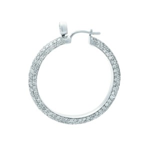 Rachel Koen 18K White Gold Diamond Hoop Earrings 37mm 6.39cts