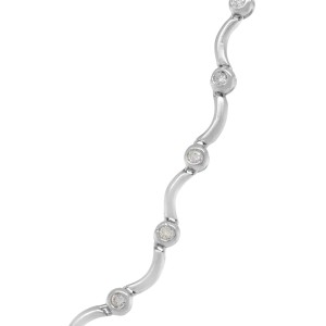 Rachel Koen 18k White Gold Diamond Link Necklace 0.95 cttw