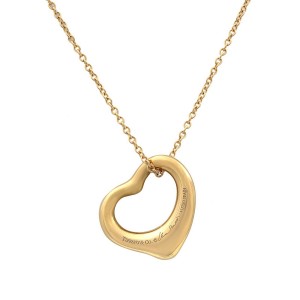 Tiffany & Co 18K Rose Gold Elsa Peretti Open Heart Pendant 0.02cts