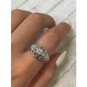 Vintage 14K White Gold Diamond Cocktail Ring 0.36cts Size 7