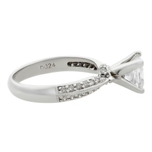 Rachel Koen 14K White Gold Diamond Princess Cut Bridal Ring Set 1.33ct SZ 6