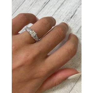 Rachel Koen 14K White Gold Diamond Engagement Ring 0.55cts Size 6