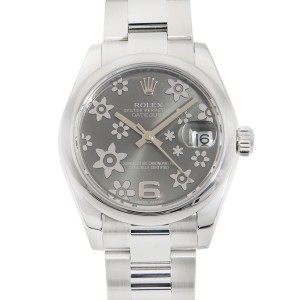 Rolex Datejust 31 Steel Floral Rhodium Dial Automatic Ladies Watch 178240RFO