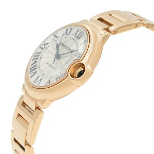 Cartier Ballon Bleu 18K Rose Gold Silver Dial Automatic Midsize Watch W69004Z2