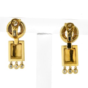 Cartier 18K Yellow Gold Spotted Panther Diamond Dangle Earrings 0.45cttw