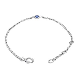 Rachel Koen 14k White Gold Single Bezel Blue Sapphire Ladies Bracelet