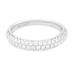 Rachel Koen 18K White Gold Pave Diamond Wedding Band Ring Size 7 0.65 cttw