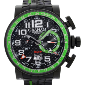 Graham Silverstone Stowe GMT Steel  Black Carbon Dial Mens Watch 