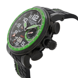 Graham Silverstone Stowe GMT Steel  Black Carbon Dial Mens Watch 