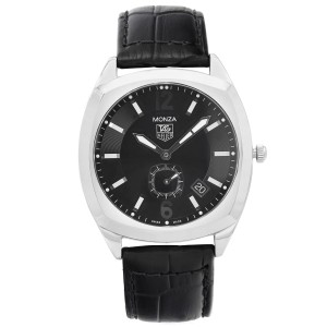 TAG Heuer Monza Stainless Steel Black Dial Automatic Mens Watch 