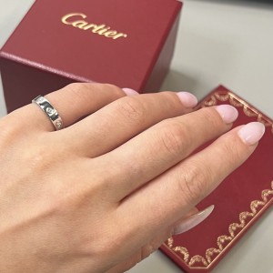 Cartier Love Diamond Wedding Band Ring 18K White Gold 0.19Cttw Size 4.5