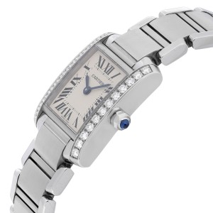 Cartier Tank Francaise Steel Diamond Silver Dial Quartz Ladies Watch  