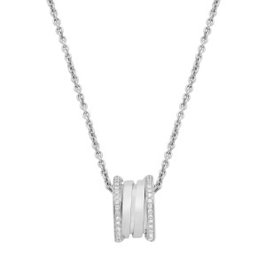 Bvlgari B.Zero1 Diamond Pendant Necklace 18K White Gold 