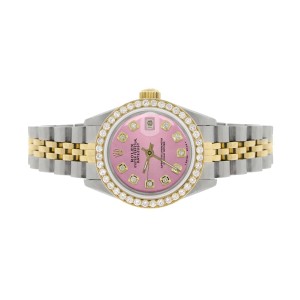 Rolex Datejust Ladies 2-Tone 18K Gold/SS 26mm Watch with Hot Pink Dial & Diamond Bezel